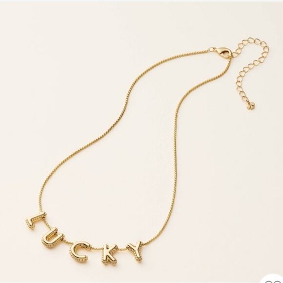 Kate Spade Bubble chain Gold Necklace with 'LUCKY' Pendant NWT - Picture 2 of 3